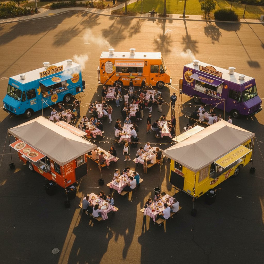 NWAfood's tweet photo. Springdale’s Boardwalk Food Court is seriously leveling up the local food truck game: 11 trucks, covered patios, movie nights, and a beer hut! 🎉 Our fresh guide has all the go-to eats and insider tips you need: https://t.co/6h0Dl1jMpr https://t.co/SvRYNCvaei