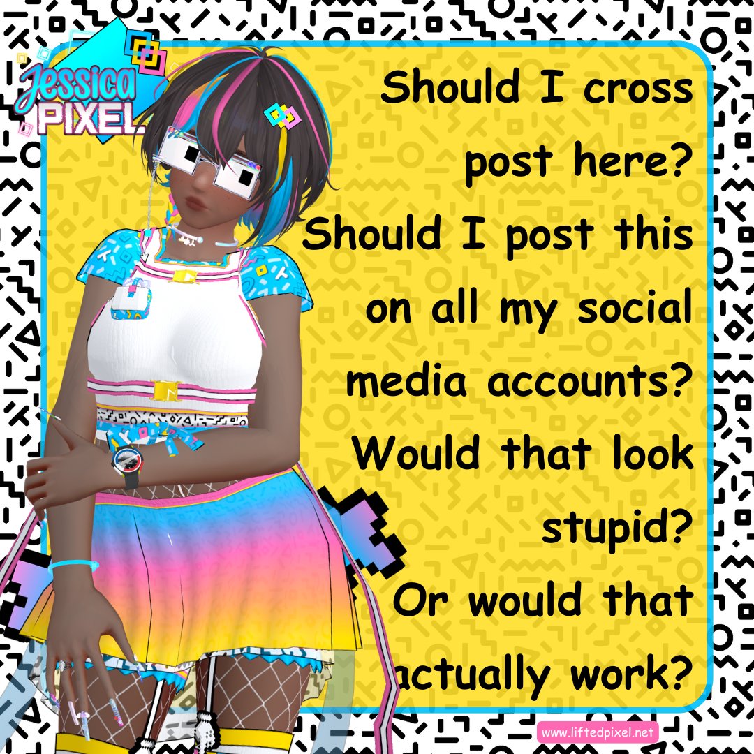 liftedpixel's tweet photo. Should I cross post here?
Should I post this on all my social media accounts?
Would that look stupid?
Or would that actually work? https://t.co/OTLlBeiBLK