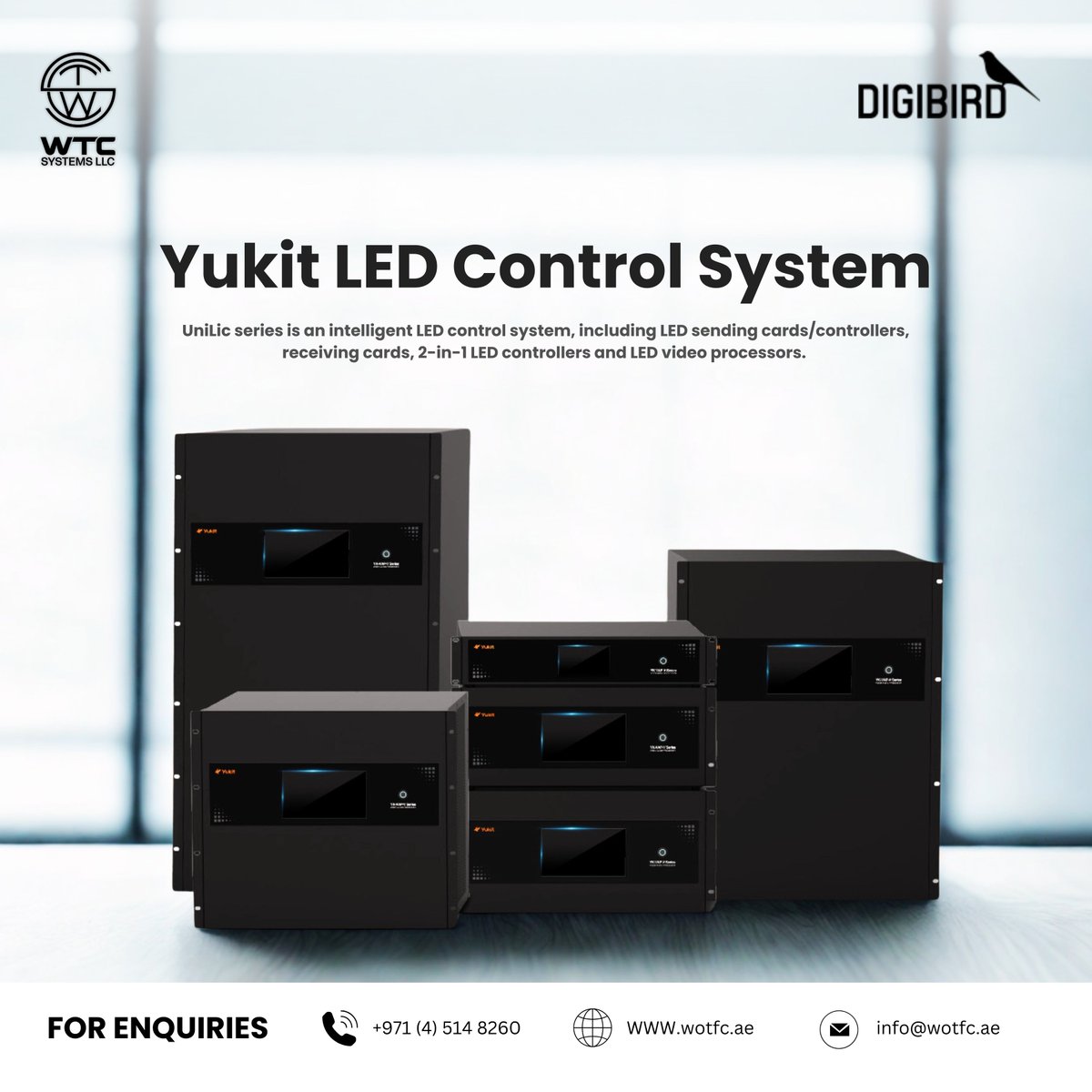 WTC_SYSTEMS_LLC's tweet image. The Yukit LED Control System from DigiBird is a high-performance LED video control solution that supports 4K @ 60 Hz HDR output, enabling unified management across multiple display screens.#LEDControlSystem #VideoWall #4KDisplay #HDR #AVIntegration #DigitalSignage #ControlRoom