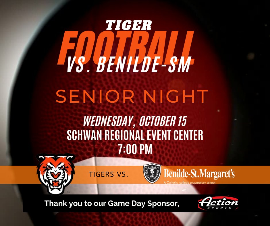 Marshall Tiger Football (@mhstigerftball) on Twitter photo 📣It's SENIOR NIGHT Game Day!!! Tigers vs. Benilde-SM tonight at 7pm! Let's go TIGERS!!!! 🏈 📣It's SENIOR NIGHT Game Day!!! Tigers vs. Benilde-SM tonight at 7pm! Let's go TIGERS!!!! 🏈