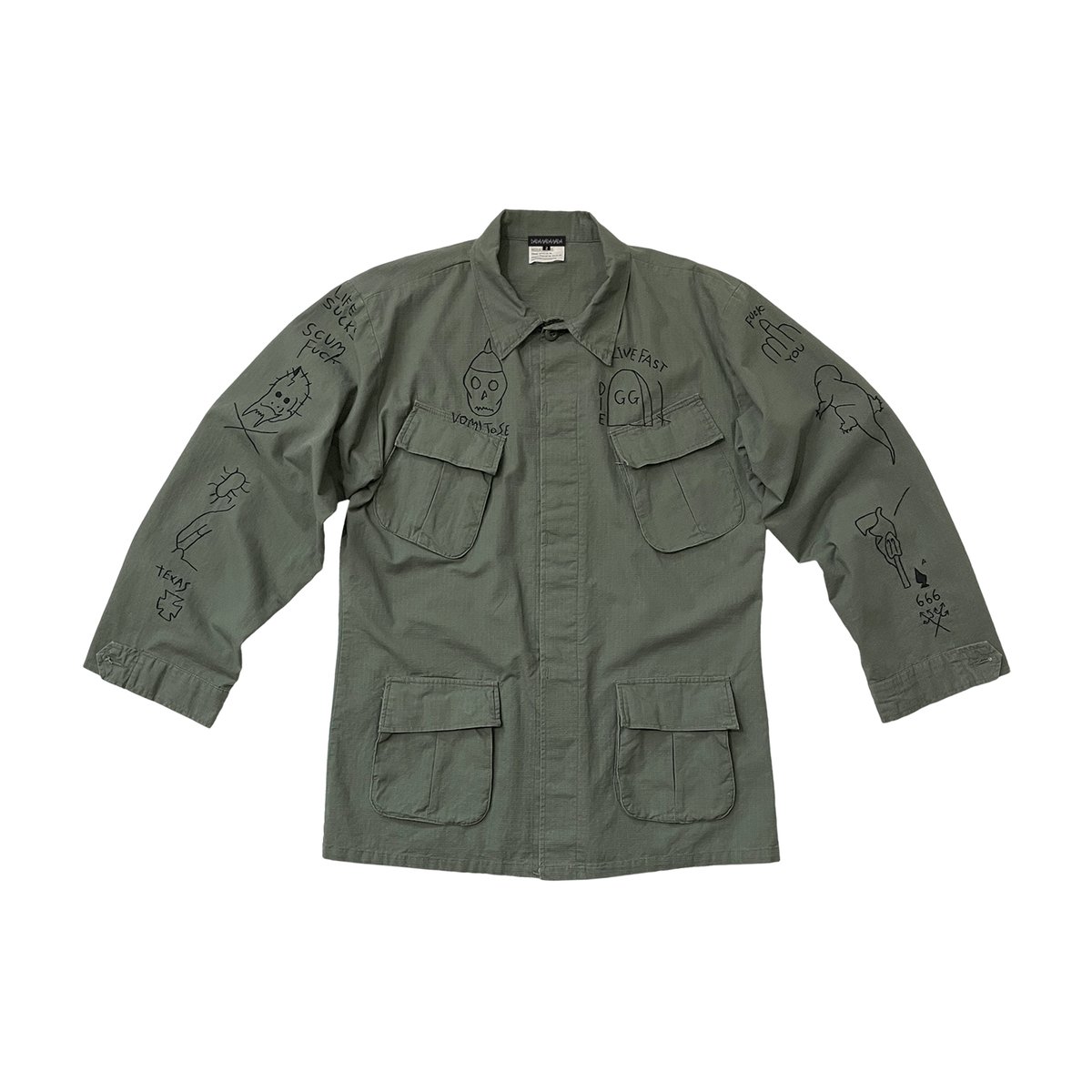 Hand embroidered jungle fatigue jacket