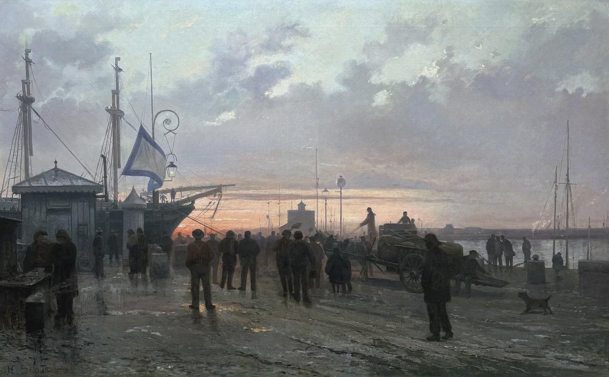 DailyClassicArt's tweet photo. Henri Louis Scott - "Swing bridge in Saint-François, Le Havre" (1882) https://t.co/YF5tdiyV1j