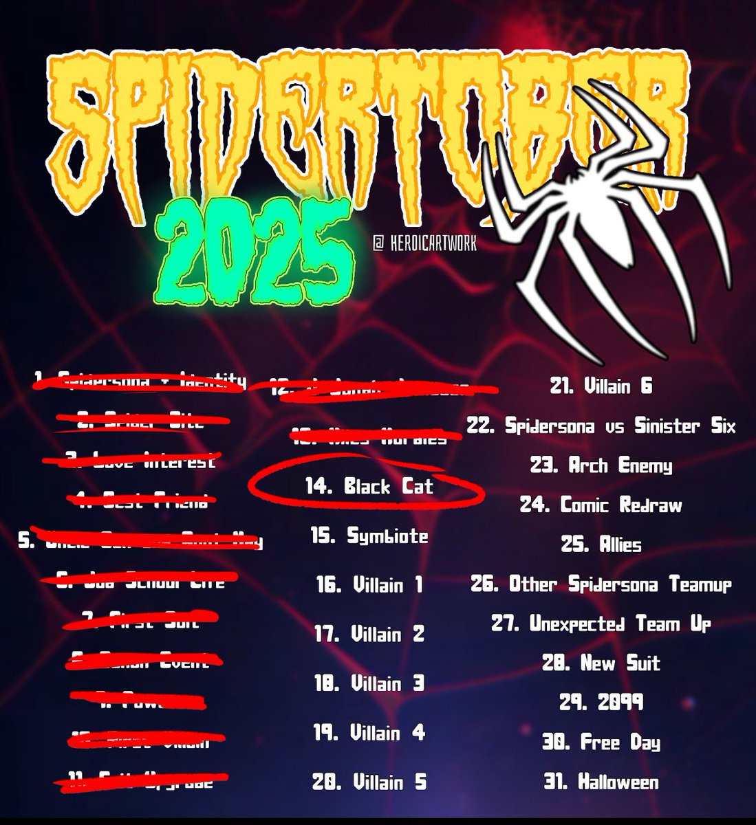 xXLoopyLupeXx's tweet image. #Spidertober Day 14 #BlackCat #spidertober2025