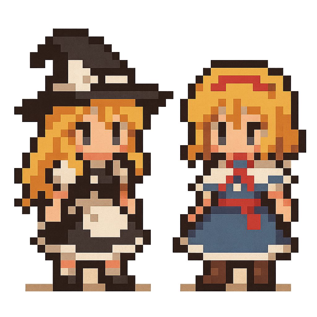 MarisaAlice1015's tweet image. #10月15日はマリアリの日
#10月15日は魔理沙とアリスの日
この2人は私の最推しペアですが、他の方への返信でキャラやペアの名前を言わずに伝えられるよう頑張ります!
私の投稿よりみんなが投稿した幻想郷で1番尊いこの2人の話題が大事だからね!

この2人はドッド絵でも可愛い!