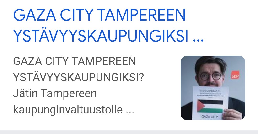 Hamas joukkoteurastaa gazassa porukkaa ja Tampereella joku punikki tekee valtuustosloitteen "gaza  ystävyyskaupungiksi". En tiedä mitä muroja nämä demarit syövät, mutta välttäkää.