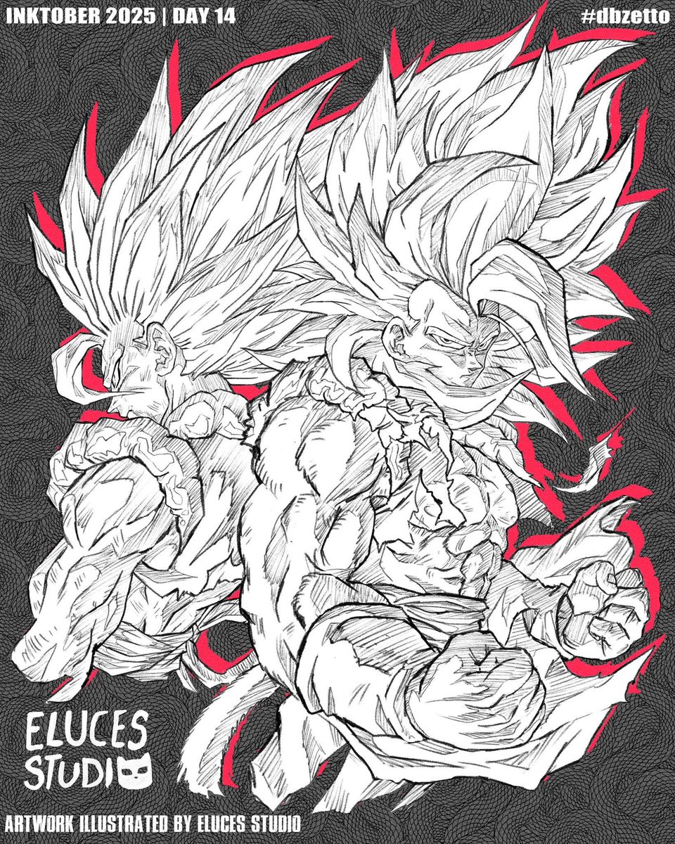 elucestudio's tweet photo. Gogeta Ssj 3 &amp; Ssj4 Daima | Dragon Ball Daima | Inktober Day 14 | ドラゴンボールDAIMA https://t.co/UEbEcffy2n