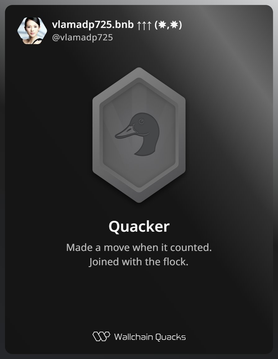vlamadp725's tweet photo. Just unlocked the Quacker on @wallchain_xyz 🏆

How cool is that?

Feels great to have my contributions recognized.

How’s Wallchain Quacks been treating you so far?

Not on board yet? Drop a comment for an invite 👇🦆 https://t.co/geM55AuHIJ