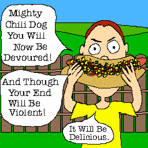 pickle_spo98622's tweet image. Kevin Love&apos;s Chili Dogs 
spoiledpickle.com/demiseofchilid… 
#hotdog #chilidog #food #crazy #comic 
Kevin&apos;s fixation on chili dogs has resulted in public displays of babbling and ridiculous conversations with the foods he loves.