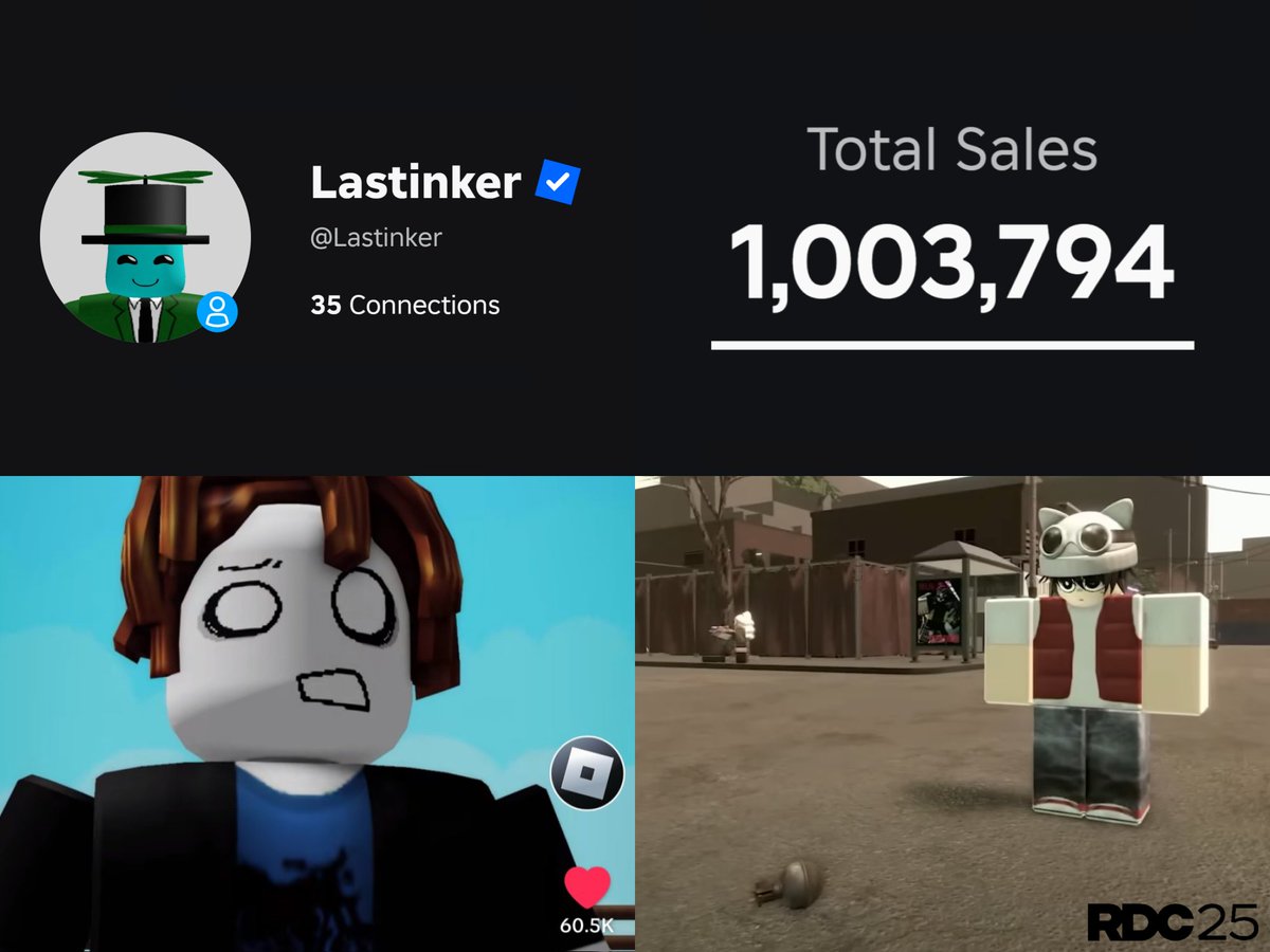 LastinkerRoblox's tweet image. Today is the 1 Year Anniversary of Lastinker UGC!
In under 1 year we have,
✅Gotten verified,
📈Had over 1 Million UGC Sales,
🎬Had our UGC featured in a Roblox ad,
🎥and in the RDC25 Opening Keynote!!
Crazy to see how far we got in just one year!!
Cheers to what's to come! 😛