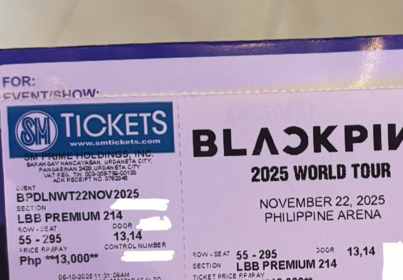 prlldns's tweet photo. wts lfb ph selling
BLACKPINK DEADLINE WORLD TOUR IN BULACAN 2025 DAY 1

LBB PREM 214 (Row 55, Seat 295)
• claimed tix/can verify to moa
• can do meet up
• can do payment during meet up

rfs: work sched conflict 🫠

🪧dm me 

#DEADLINE_IN_BULACAN 
#BLACKPINK_WORLDTOUR2025 https://t.co/45rpPi9c5D