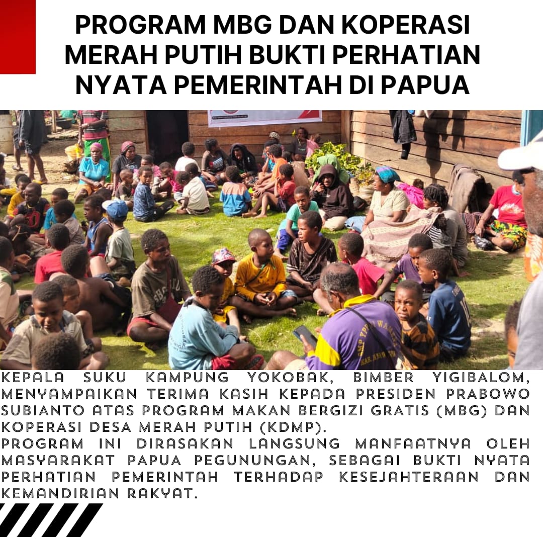 Masyarakat Papua Pegunungan merasakan langsung manfaat dari program MBG dan Koperasi Merah Putih. Ini adalah bukti nyata perhatian pemerintah terhadap kesejahteraan dan kemandirian rakyat. #PapuaDalamHatiNegeri