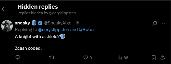 SneakyAlgo's tweet image. LMFAO he's hiding Zcash posts now.