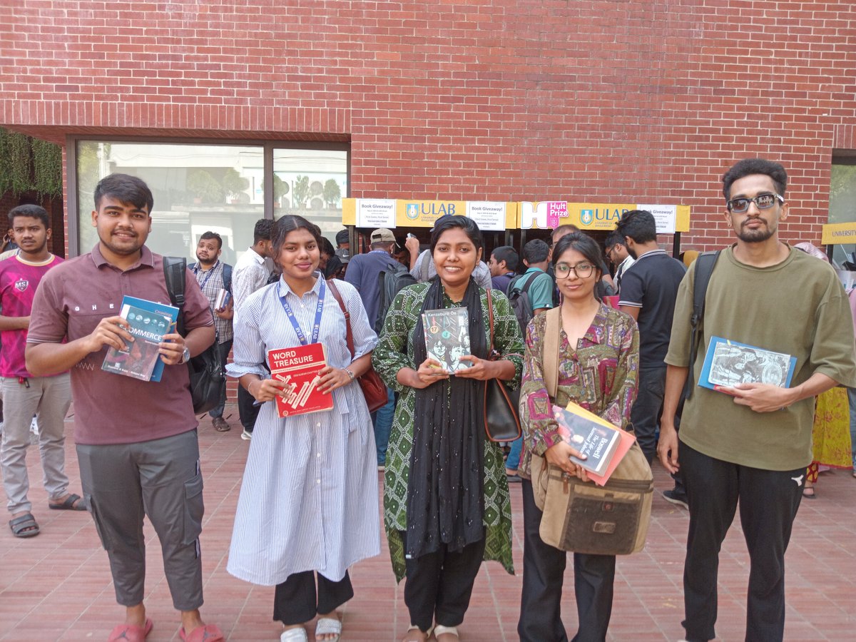 LibraryULAB's tweet image. ULAB library is organizing a book giveaway program to distribute books among ULABians as complimentary. Books of DEH and GED were provided among ULABians on the day two (October 14, 2025).