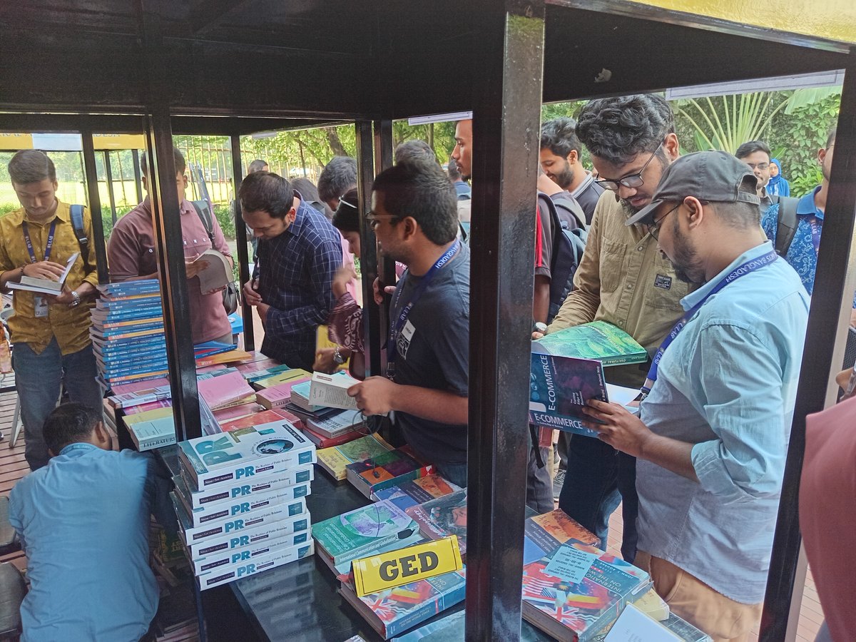 LibraryULAB's tweet image. ULAB library is organizing a book giveaway program to distribute books among ULABians as complimentary. Books of DEH and GED were provided among ULABians on the day two (October 14, 2025).