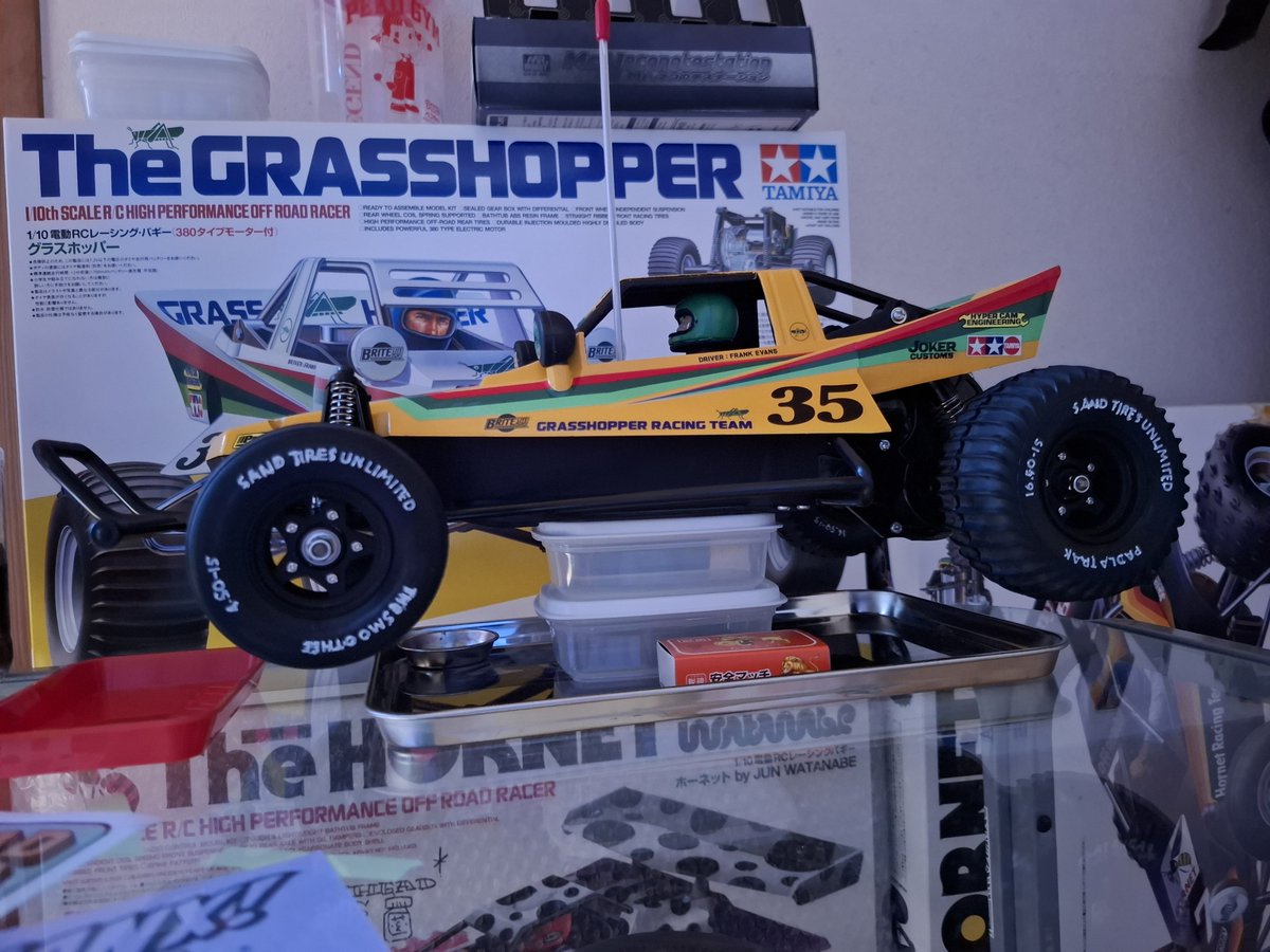 ホワイトレター風にしてみた！近くで見ちゃダメだよ(笑)
#タミヤ　#TAMIYA
#ラジコン　#タミヤグラスホッパー