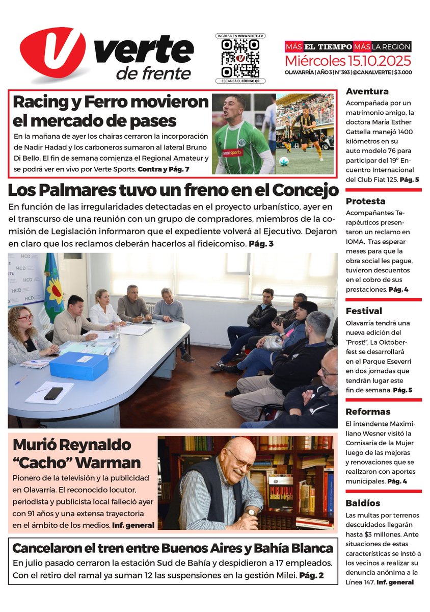 📰 ¡LA TAPA DE ESTE MIÉRCOLES 15 DE OCTUBRE!

#VerteEnPapel

🗞️ Compralo en los revisteros o reservalo con tu canillita.