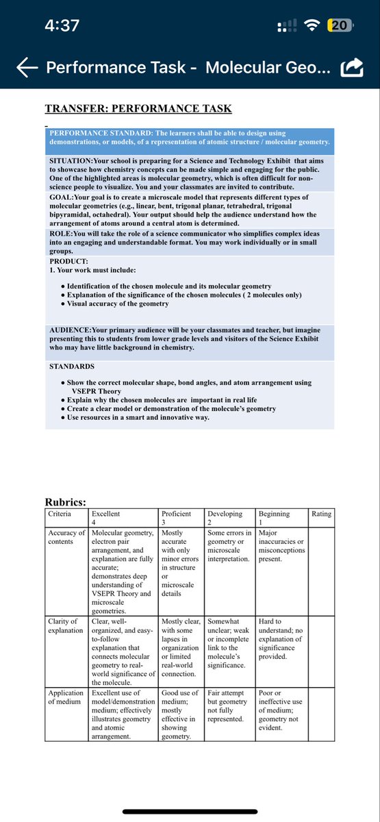 fawn_client's tweet image. lf commissioner
commstwt commsx ph stem
gen chemistry / cpar molecular geometry
see pic below
im going to be doing the model, just need ideas/instructions on what to do
due over the weekend, pls drop rates! :)