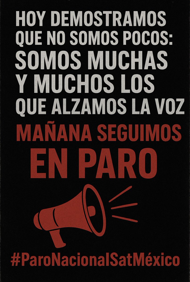 Brendasof18's tweet photo. @Pajaropolitico @SATMX Nos quisieron dividir, pero hoy fuimos uno solo.
💥 Mañana seguimos en paro.
No tengas miedo, la fuerza está en la unión. #ParoNacionalSatMexico @satparonacional https://t.co/7enV24XmYF