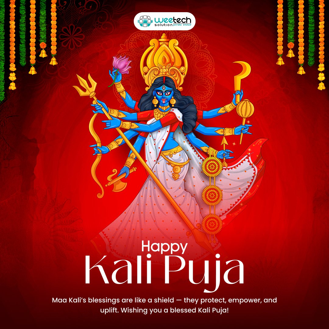 WeetechSolution's tweet image. May Maa Kali’s divine energy light your path, protect you from negativity, and empower your spirit. ✨

Happy Kali Puja / Kali Chaudash from all of us at @WeetechSolution ! 🌺

#kalipuja #kalichaudash #maakali #weetechsolution #festivewishes #PositiveVibes