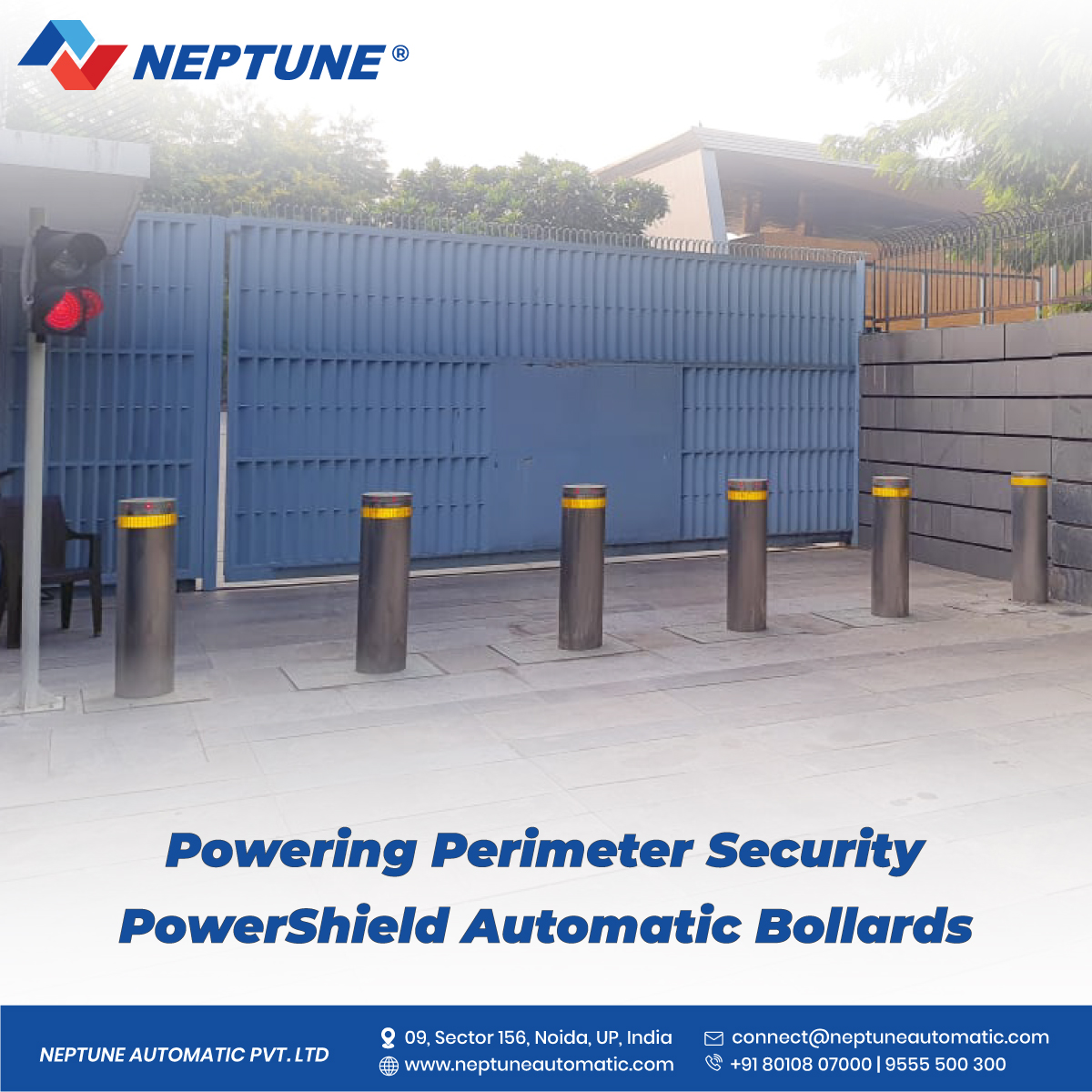 NAPL_Automatic's tweet image. Neptune Automatic proudly secures the nation&apos;s most sensitive zones. Our #PowerShield K4 crash-rated #bollards were recently installed at an esteemed embassy, a definitive symbol of trust, technology &amp;amp; strength.
neptuneautomatic.com 

#BollardsManufacturers #HydraulicBollards