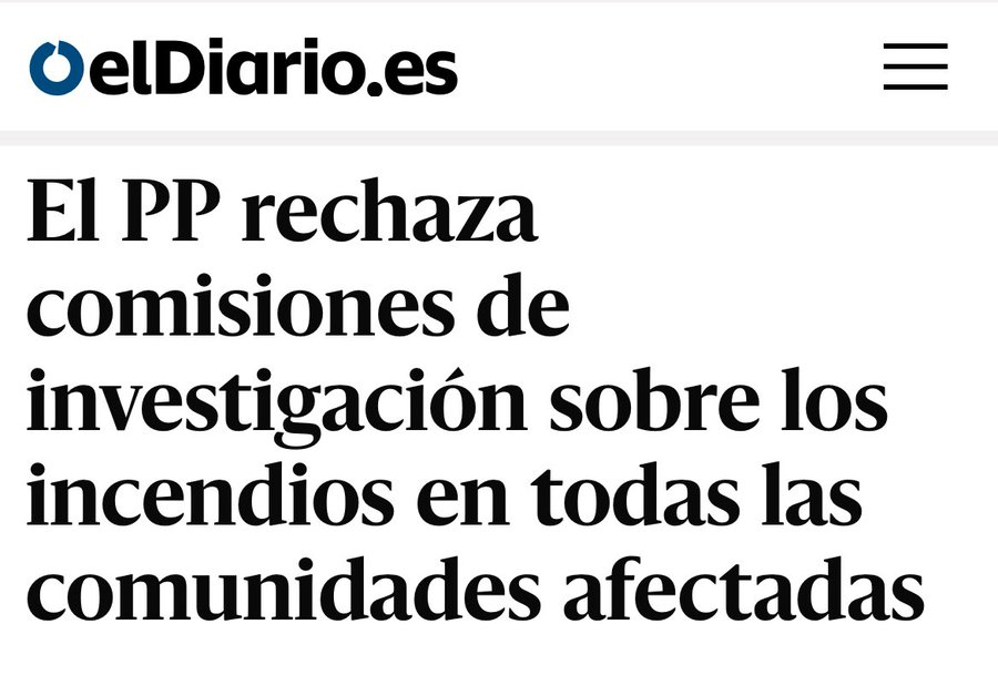 ¿Por qué no se habla ya de los incendios de este verano?

¿Por qué el PP rechazó todas las comisiones de investigación? ¿No era todo culpa de Sánchez?

Cualquiera diría que no les interesa esclarecer los hechos. ¿Qué tienen que ocultar?