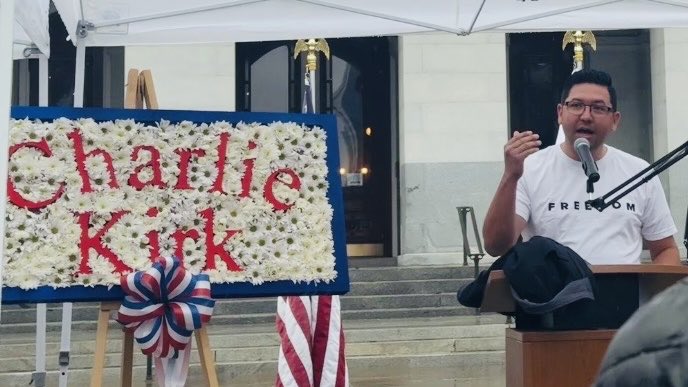 Despite the rain, a crowd of people gathered this morning on the steps of the State Capitol to celebrate the birthday and remember the life of Charlie Kirk.

We cannot allow political violence to return in our country and become an acceptable means of silencing those we disagree