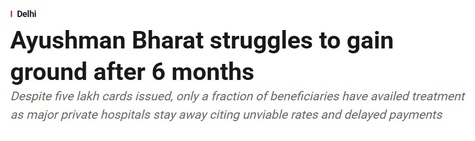 BeshakIN's tweet image. 🚨 Ayushman Bharat promised free care for all.

But 6 months into its Delhi launch, it’s barely reached the people who need it.

⚠️ Nearly 5 lakh cards issued.
❌ Less than 2% actually treated

So, what’s going wrong?

#InsuranceNews #AyushmanBharat #HealthInsurance