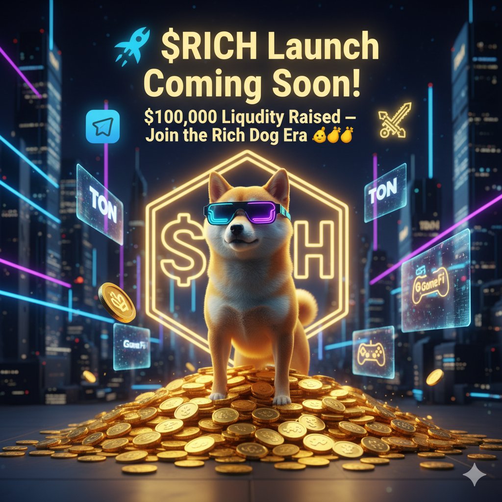 🚨 $RICH Launch Coming Very Soon!

We’ve already raised $100,000 in liquidity 💰🔥
The early believers who joined the Private Sale and played the game will get the biggest rewards 🏆

It’s almost time for the Rich Dog Era 🐶🚀

🎮 Join the pack → t.me/RichDoggBot

📢 Stay