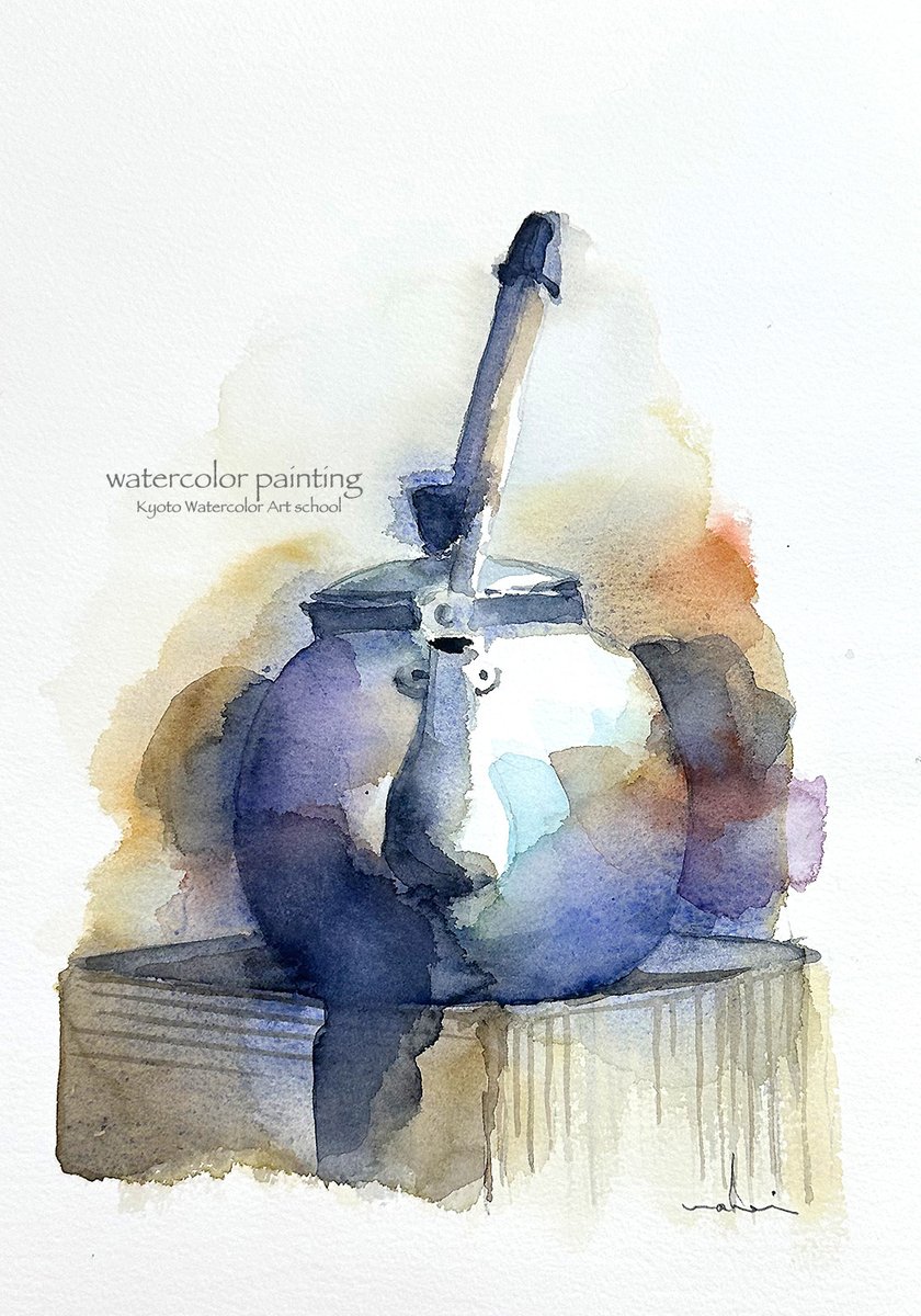 「面で描く。 #Watercolor #水彩画 #透明水彩 #京都水彩画塾 #水彩」|わへい水彩画@京都水彩画塾塾長のイラスト