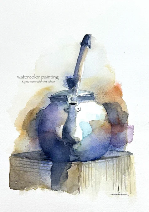 面で描く。 #Watercolor #水彩画 #透明水彩 #京都水彩画塾 #水彩画ワークショップ #水彩画教室 #京都の絵画教室 #京都 #藤田わへい