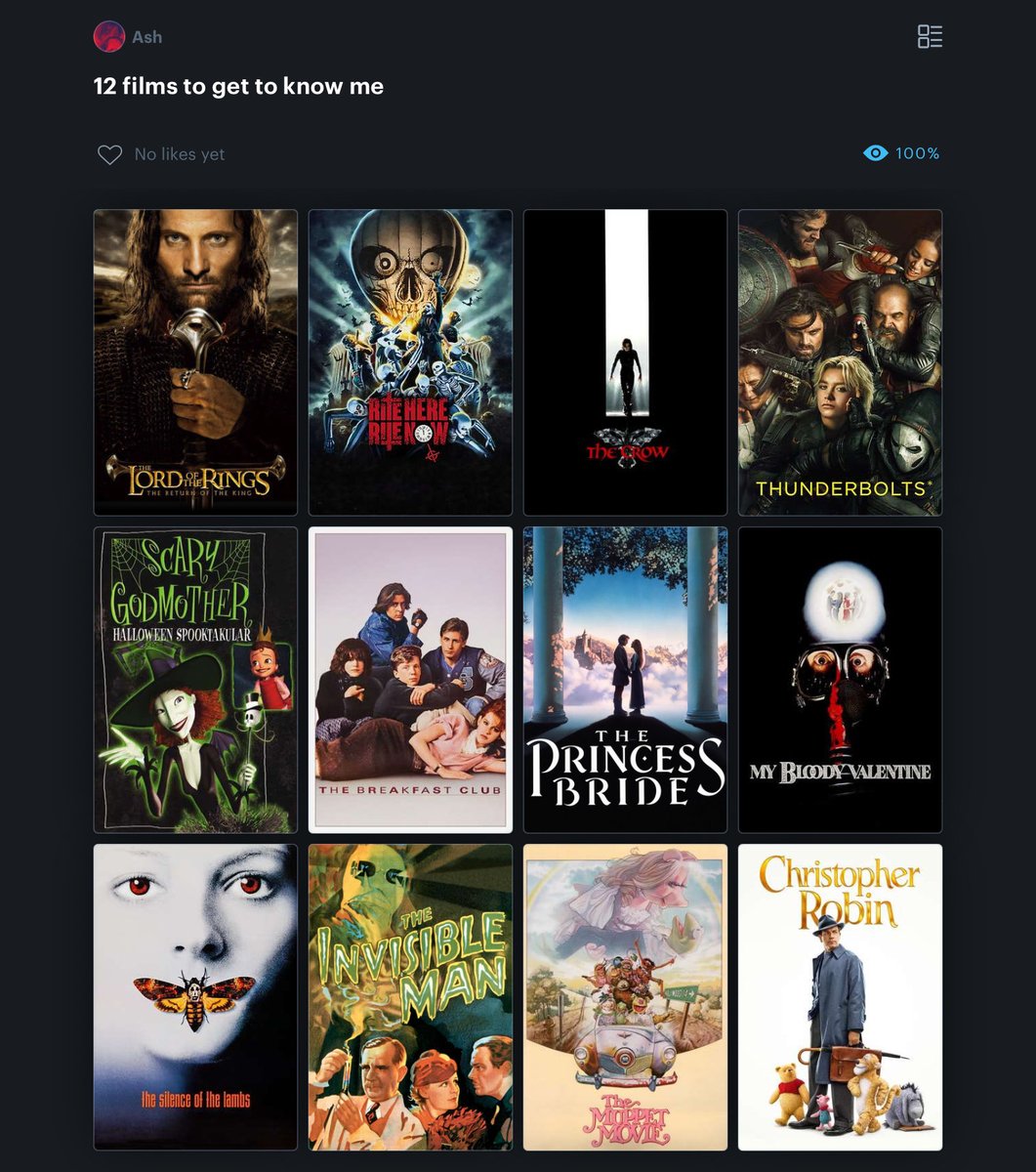 12 horror films to get to know me
And
12 films to get to know me in general