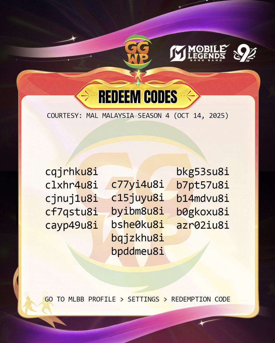 iamwillygg's tweet image. Where to hunt #redeemcode/s for 2024 Tournament Chest Level 3? WATCH MAL Malaysia & see triggers (codes are being flashed @ the bottom part of the screen).
NOTE: "u8i" can be redeemed 10x per account. Otherwise, the result would be "EXCEEDS EXCHANGE AMOUNT LIMIT". #GGWillyPlayed