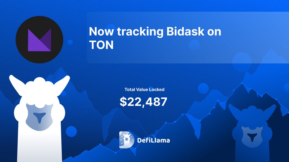 DefiLlama's tweet image. Now tracking @BidaskProtocol on @ton_blockchain
The first DLMM DEX architected natively for TON Blockchain – optimized for speed, scalability, and efficiency
