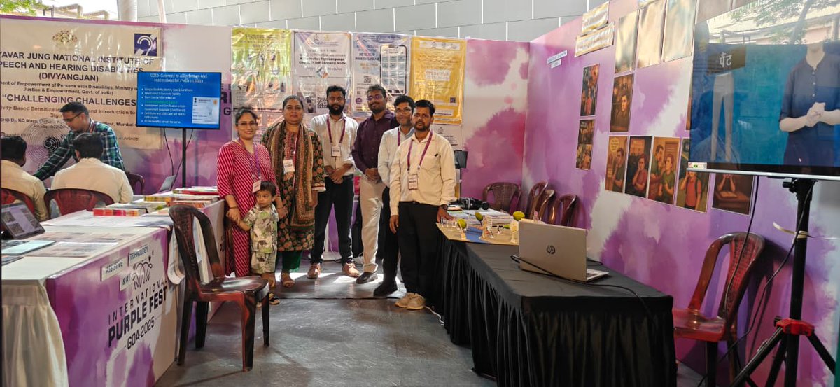 islrtc's tweet image. 💜 ISLRTC at #PurpleFest2025, Goa! 🤟✨
Showcasing #IndianSignLanguage through 4 interactive zones, 480+ ISL books, AI tech, & awareness sessions!
1,600+ visitors joined to celebrate #Inclusion & #AccessibilityForAll 🌈
#ISLRTC #DeafAwareness #InclusiveIndia