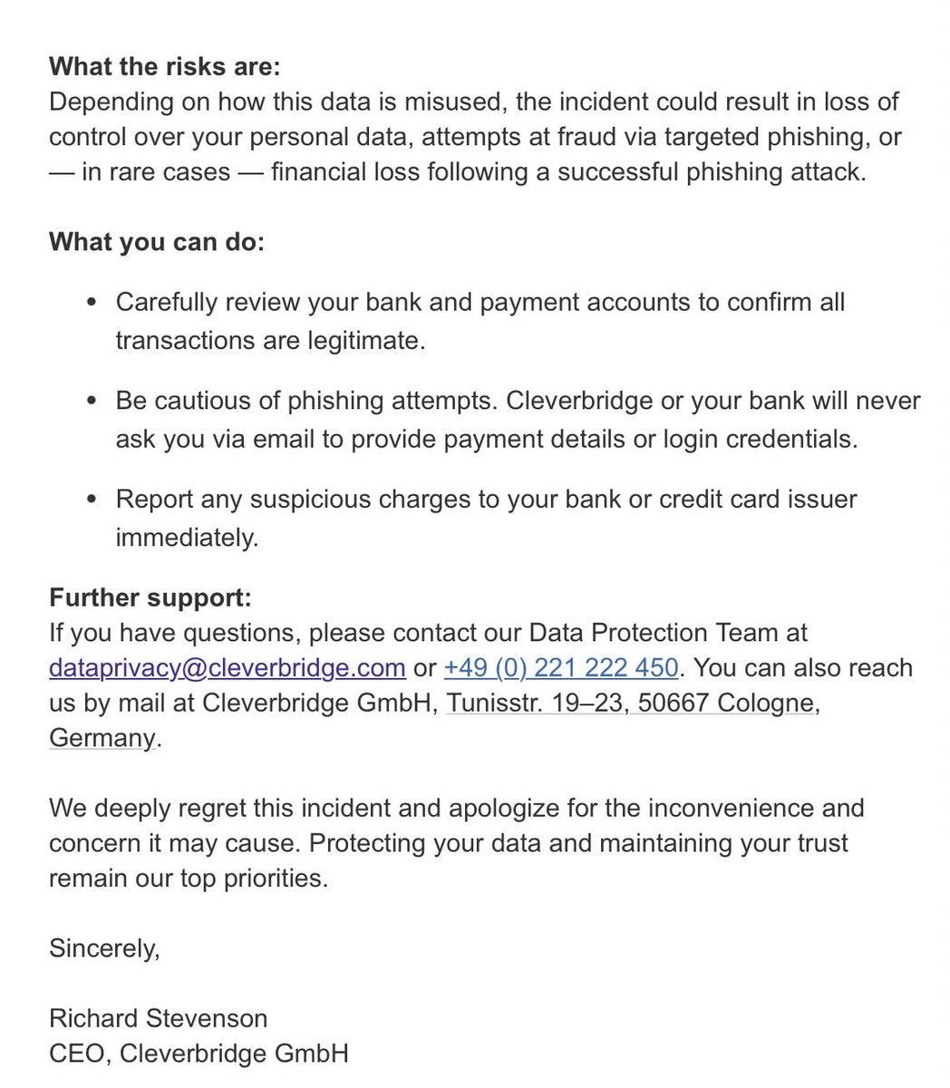 troyhunt's tweet image. Data breach at @cleverbridge, including partial credit card data: