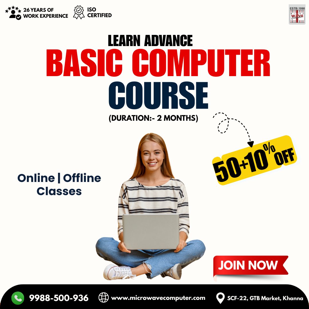 LalkaKiran's tweet image. 💻 Master the Basics of Computers!
Learn essential skills in typing, file management, and MS Office.
Start your digital journey today — smart, and beginner-friendly!
#basiccomputercourses #basiccomputercoursesnearme #basiccomputercourseinkhanna #basiccomputercourseinpunjab
