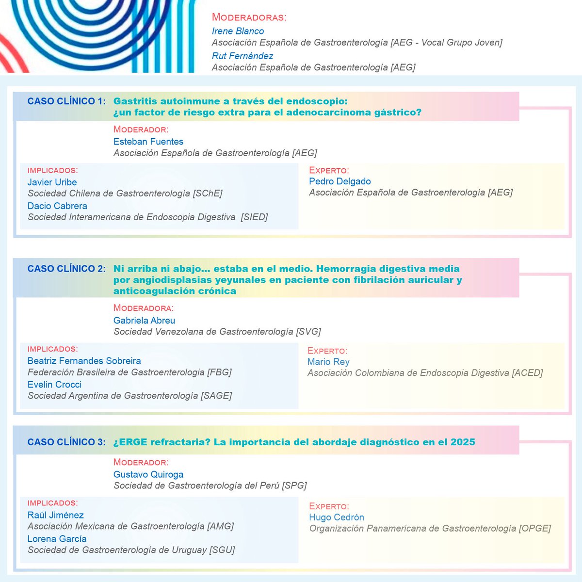 ¿Ya te has registrado en Enredados 2025? 🥳

ESTE SÁBADO nos reunimos 11 sociedades para debatir 3 casos clínicos muy prácticos sobre

🔸Gastritis autoinmune y riesgo de cáncer gástrico
🔸Hemorragia digestiva media
🔸ERGE refractario

us02web.zoom.us/webinar/regist…

Programa completo ⬇️