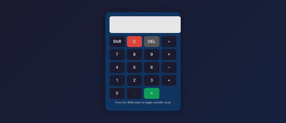 BishopOdedeyi's tweet image. Day 18 — Casio-Style Shift Calculator 📷
Built a calculator that works like a real Casio — complete with a Shift button that unlocks scientific mode.
#100DaysOfCode #JavaScript #WebDev #Frontend #Day18 #CodingJourney #CasioVibes