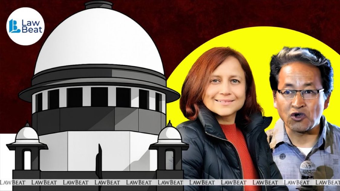 LawBeatInd's tweet image. Supreme Court to hear a plea by @GitanjaliAngmo wife of Sonam Wangchuk (@Wangchuk66) challenging his detention under the National Security Act since September 26 and seeking his immediate release.
Bench: Justices Aravind Kumar and NV Anjaria
