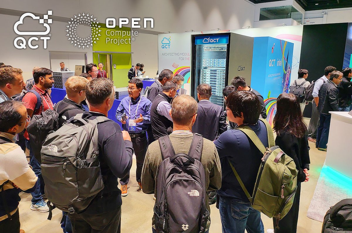 QuantaQCT's tweet image. Day 1 of #OCPSummit25 exhibition flew by in cheerful vibes! 
We’ll be here for two more days, so plan your time to stop by and see for yourself the latest @QuantaQCT servers compatible with DC-MHS, NVIDIA MGX and NVIDIA HGX standards to drive modular AI excellence! 📍Booth #A41