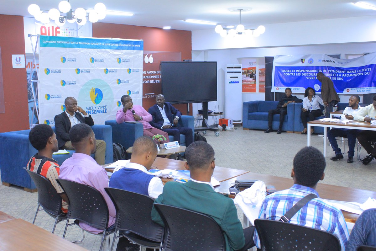 #RDC#Kinshasa 14.10.25: @UNJRO a appuyé la matinée de sensibilisation organisée par le Club des droits de l’homme #UNIKIN en collaboration avec GAAD asbl sur "Rôles et responsabilités de l’étudiant dans la lutte contre les discours de haine et la promotion du vivre-ensemble".