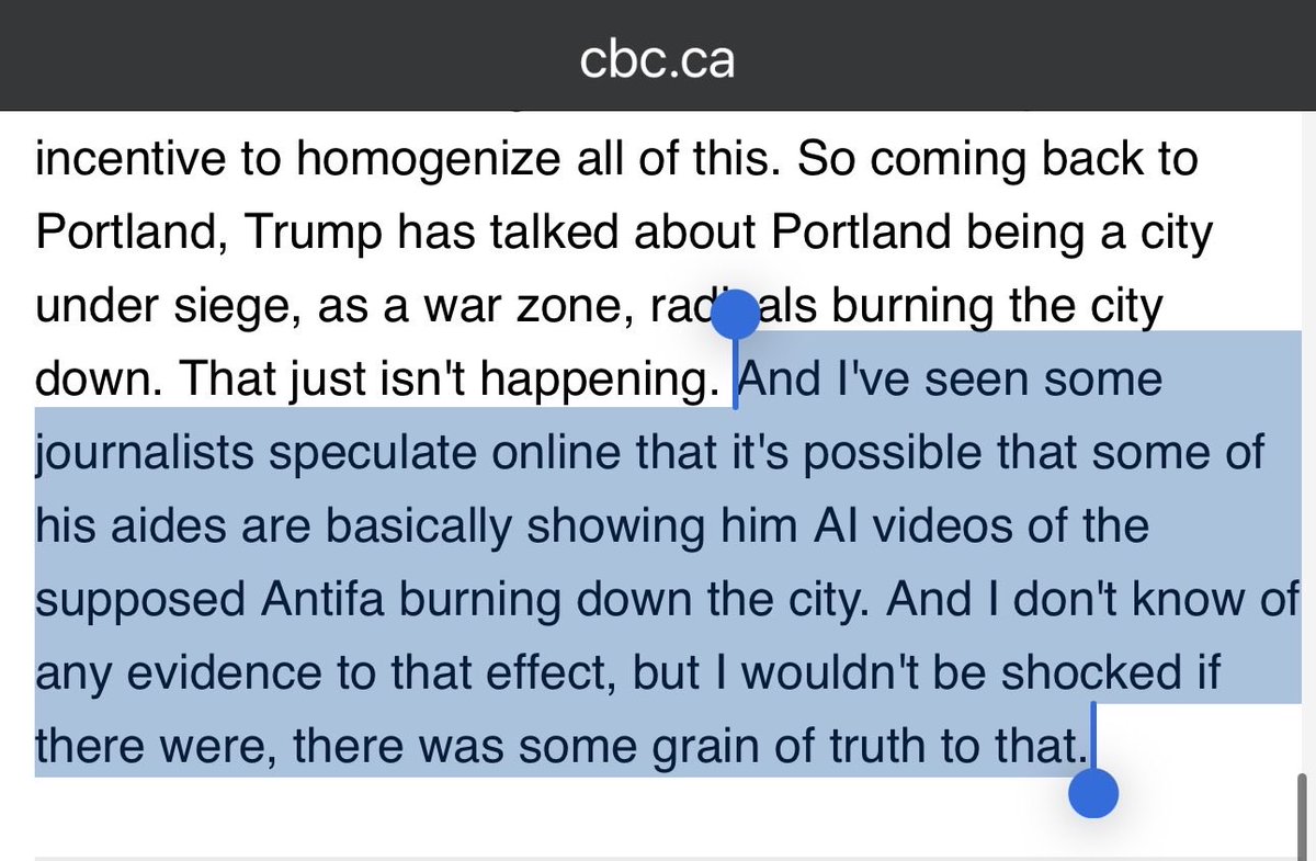 Wow. @cbc’s <a href="/jayme_poisson/">jayme poisson</a> interviewed Mark Bray without disclosing to listeners that he is a financier of Antifa. And worse, she allowed him to say without evidence that White House staff are showing Trump fake AI videos of rioting in Portland to influence his decision-making.