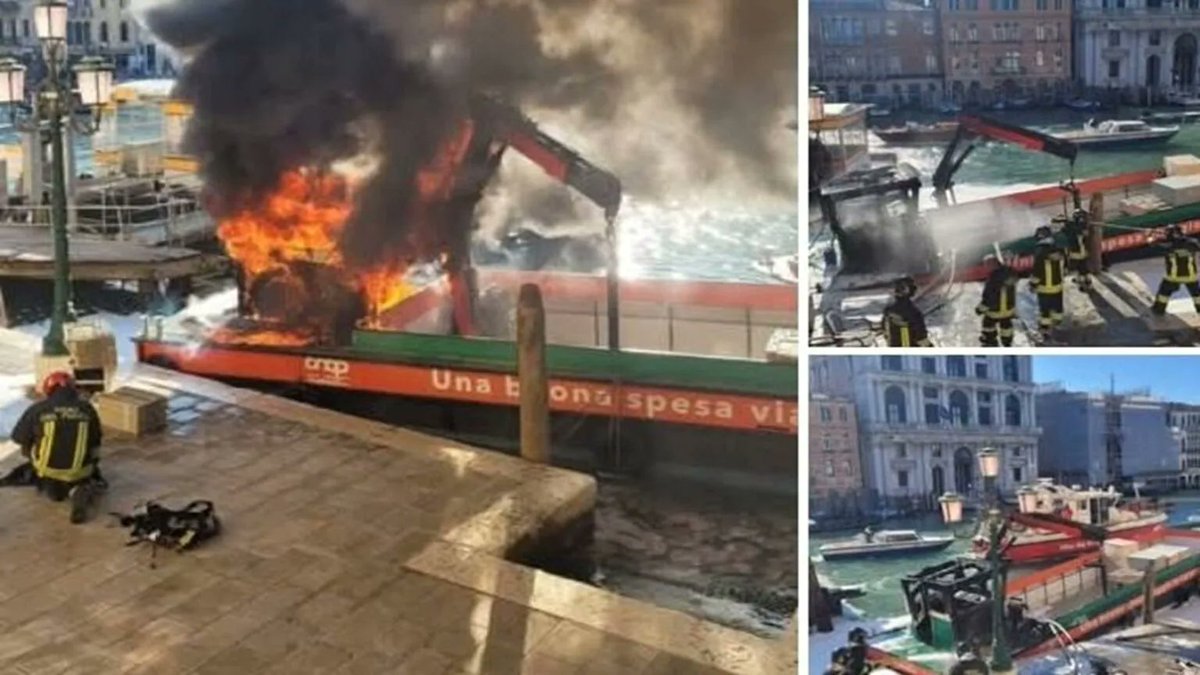 vaielettrico's tweet photo. In fiamme la gru della #barcaibrida #Coop a Venezia: via alle solite polemiche dei #nowatt ➡️➡️https://t.co/4PKFGPf8Kp https://t.co/ZTvFOvS1PF