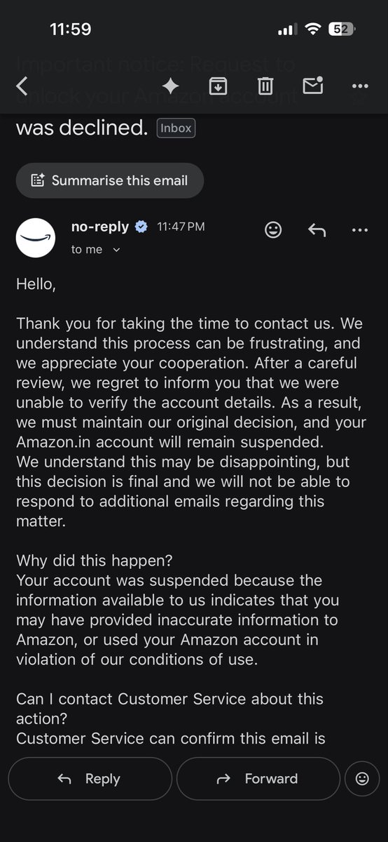 Prateekdubey077's tweet image. My amazon acc has been suspended for lil bit of errors which was having 4lakh approx in it’s amazon wallet the amount is not small and no support is being served by amazon customer service and neither they are listening to any of this kindly unhold my account #amazon  #amazonhelp