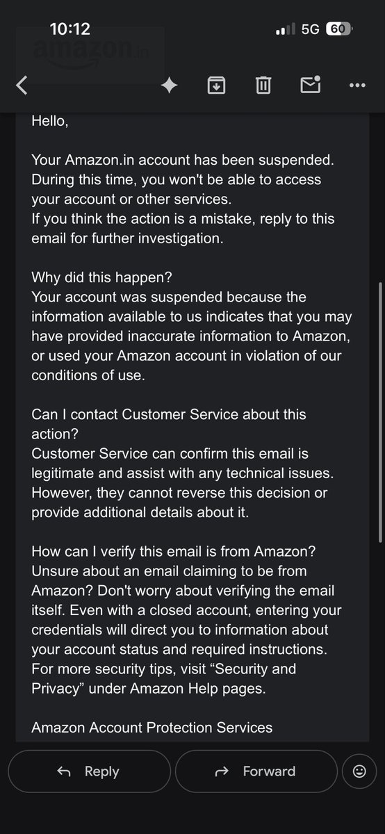 Prateekdubey077's tweet image. My amazon acc has been suspended for lil bit of errors which was having 4lakh approx in it’s amazon wallet the amount is not small and no support is being served by amazon customer service and neither they are listening to any of this kindly unhold my account #amazon  #amazonhelp
