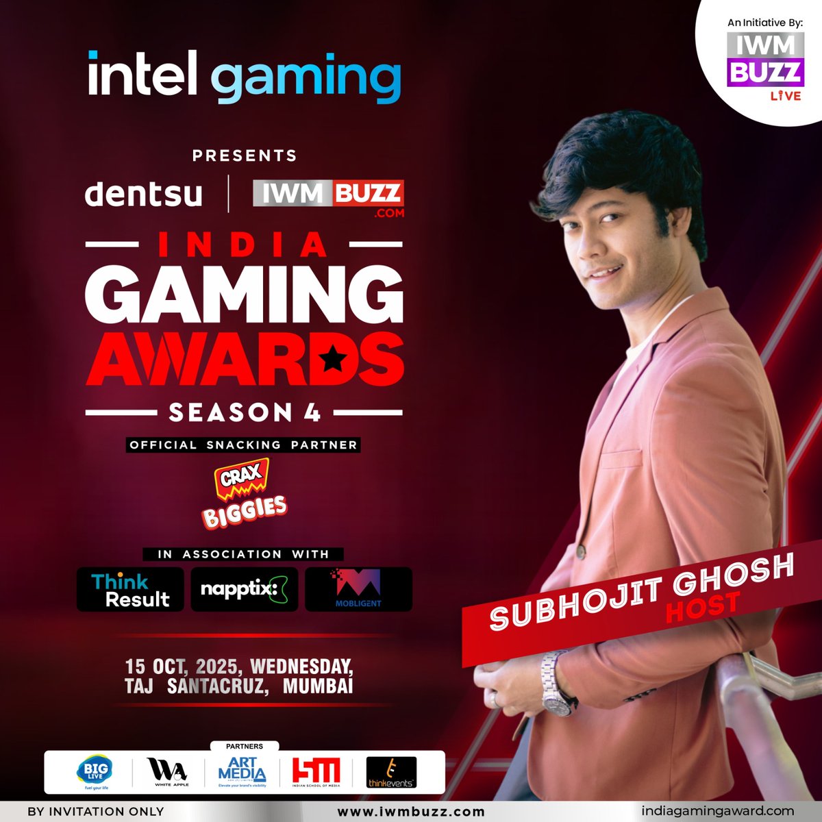 iwmbuzz's tweet photo. Welcoming @SunnySubhojit As Host At @DentsuIN-IWMBuzz India Gaming Awards Season 4, India's Biggest Gaming Awards Entertainment Night

Title Partner: @IntelIndia 

Official Snacking Partner: #CraxBiggies

In Association with: #ThinkResult | #Napptix | @mobligent https://t.co/hrIrC4V0nz