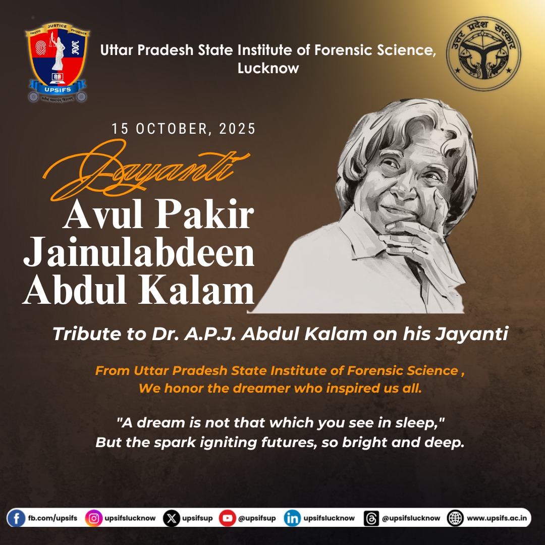 UPSIFS (@upsifsup) on Twitter photo From dreams to destiny, his vision still leads us.
UPSIFS salutes Dr. A.P.J. Abdul Kalam -the eternal inspirer.
Let’s keep dreaming, learning, and building his India.
<a href="/GoswamiGK2025/">Dr GK Goswami IPS</a> <a href="/Uppolice/">UP POLICE</a> <a href="/UPGovt/">Government of UP</a> <a href="/CMOfficeUP/">CM Office, GoUP</a> <a href="/RajivMa67691513/">Rajiv Malhotra IPS.</a>
#UPSIFS #KalamJayanti #APJAbdulKalam From dreams to destiny, his vision still leads us.
UPSIFS salutes Dr. A.P.J. Abdul Kalam -the eternal inspirer.
Let’s keep dreaming, learning, and building his India.
<a href="/GoswamiGK2025/">Dr GK Goswami IPS</a> <a href="/Uppolice/">UP POLICE</a> <a href="/UPGovt/">Government of UP</a> <a href="/CMOfficeUP/">CM Office, GoUP</a> <a href="/RajivMa67691513/">Rajiv Malhotra IPS.</a>
#UPSIFS #KalamJayanti #APJAbdulKalam