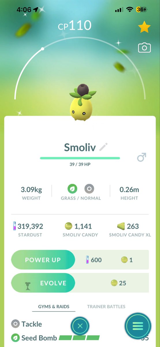 chaospixie6667's tweet image. Omg I finally got one, the watch caught it so I missed the sparkles #sparkles #shiny #olive #PokemonGO #Pokemon