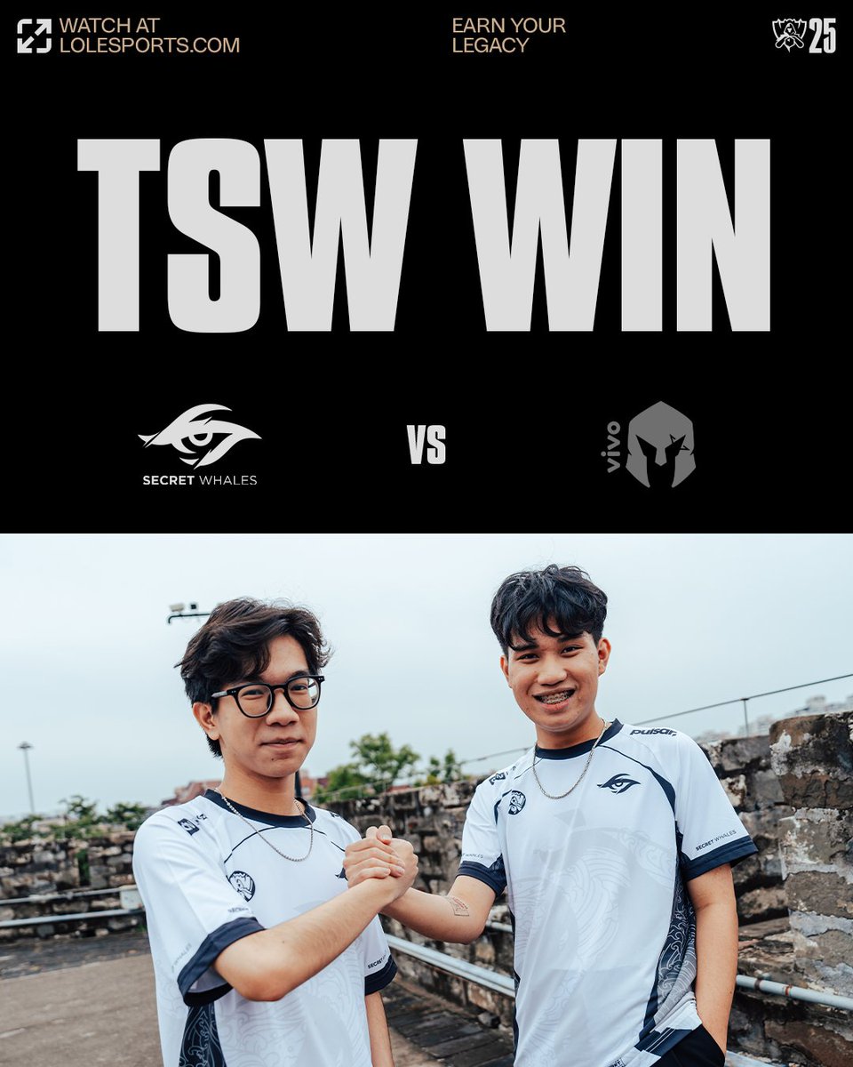 lolesports's tweet image. #TSWWIN

@teamsecret win the opening match of the #Worlds2025 Swiss Stage!