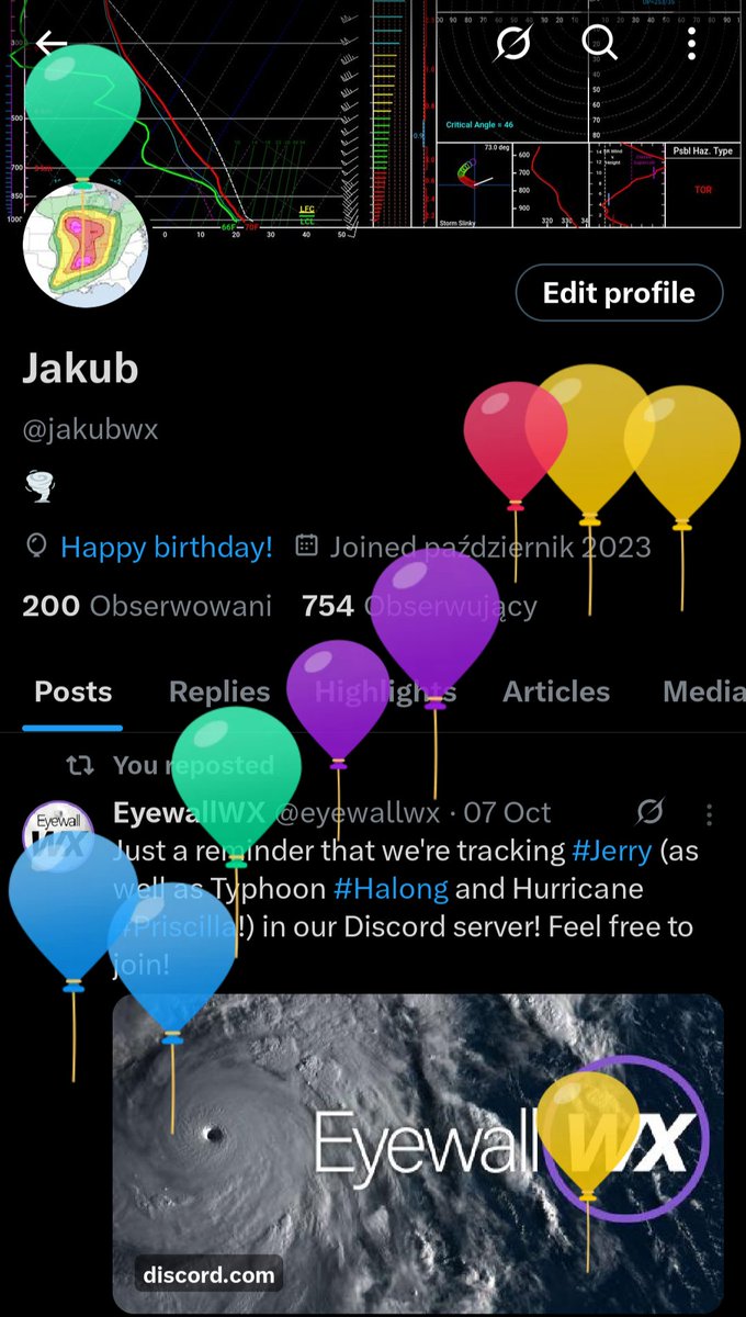 Balloons lol (no idk why some things in my bio are in Polish, I set language to English but a few words remained Polish for some reason lmao) #wxtwitter
